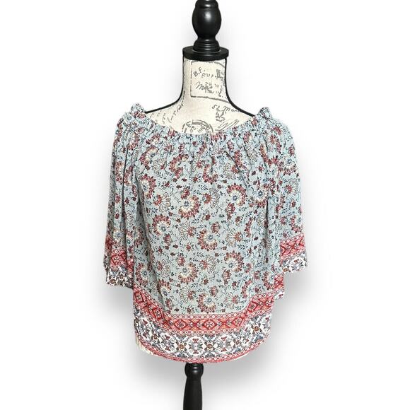 Knox Rose Floral Off-Shoulder Boho Blouse Small - Picture 2 of 8